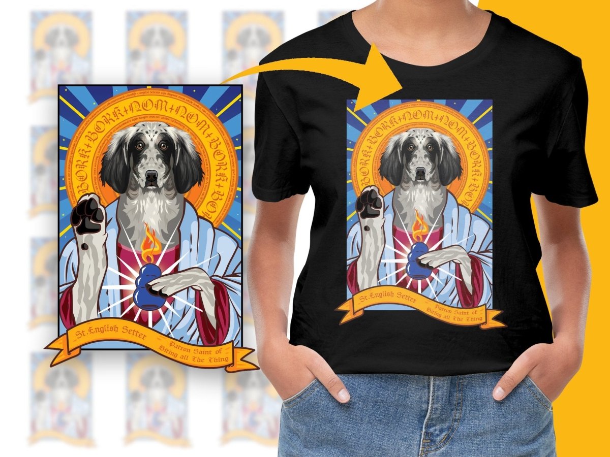 Saint English Setter Dog in Blue Robe Graphic PNG File - Teepew
