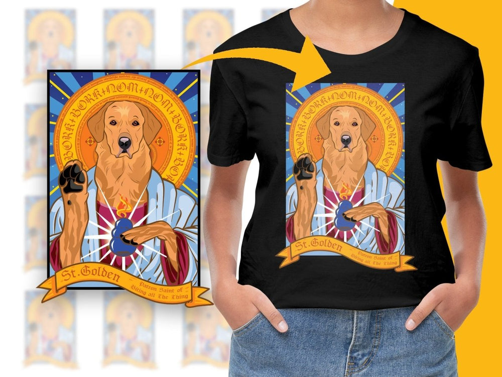 Saint Golden dog patron of doing all the things PNG File - Teepew