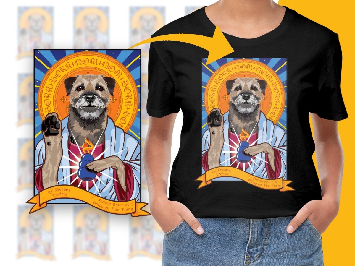 Saintly Dog Themed Border Terrier Art PNG File - Teepew