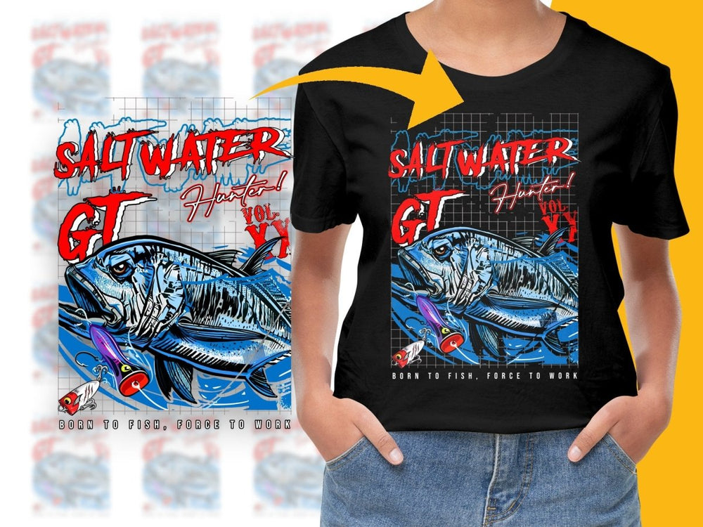 Saltwater Hunter GT Born To Fish Graphic PNG File - Teepew