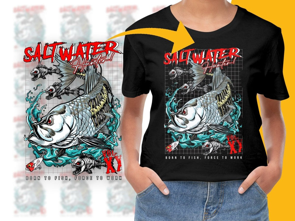 Saltwater Hunter PNG File Born to Fish Force to Work - Teepew
