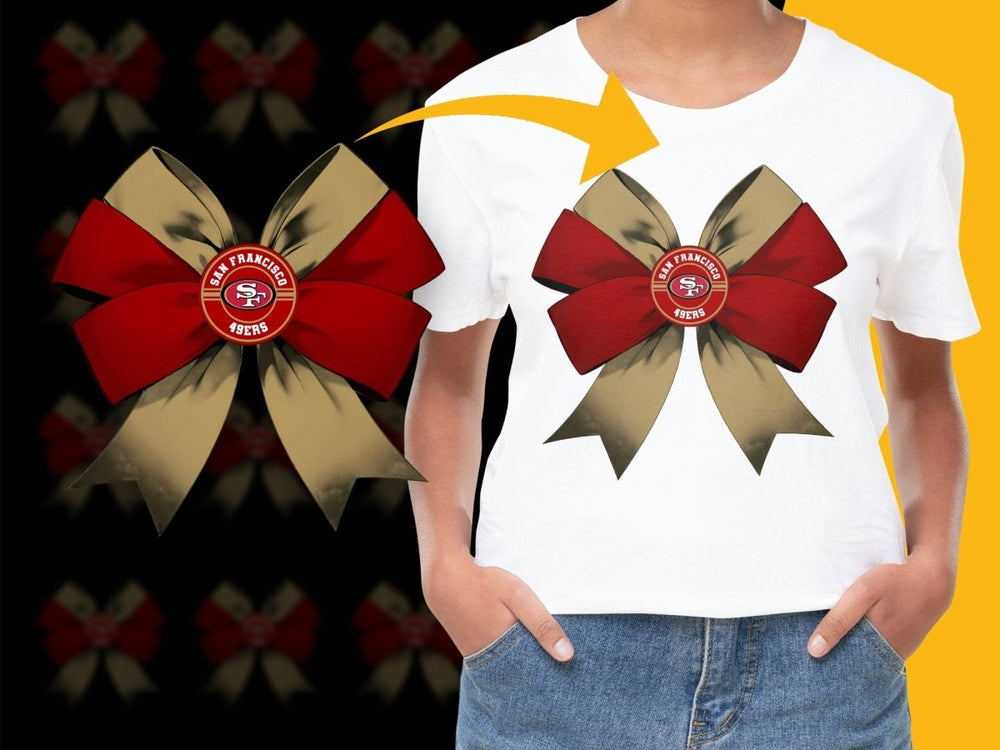 San Francisco 49ers Red and Gold Large Bow PNG File - Teepew