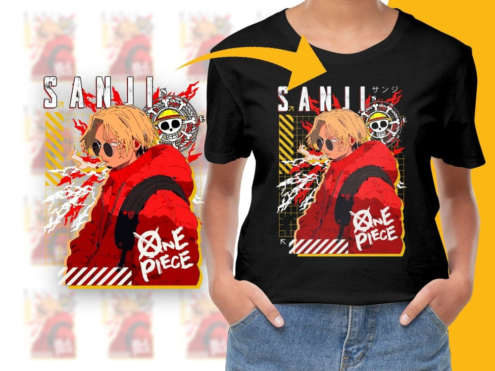 Sanji One Piece Stylish Red Graphic Design PNG File - Teepew