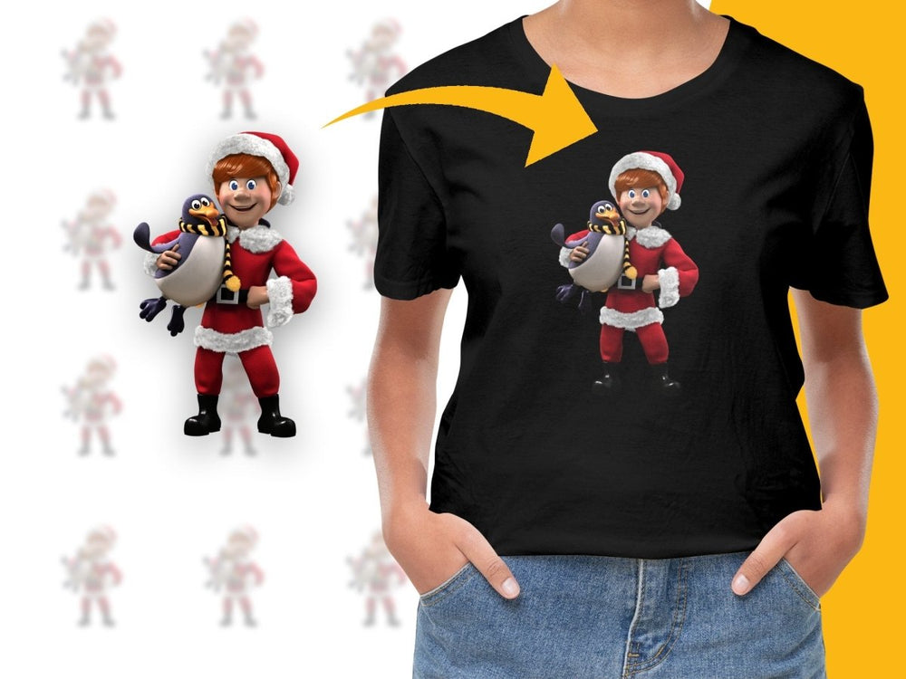 Santa Character Holding Funny Penguin Digital - Teepew