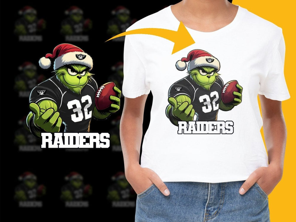 Santa Grinch Holding Football Raiders PNG File - Teepew