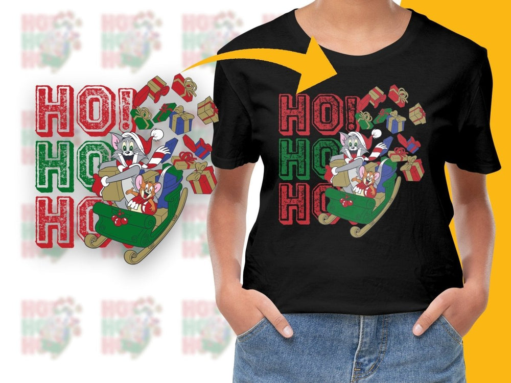 Santa Tom and Jerry Slides Down HoHoHo Sleigh Digital - Teepew