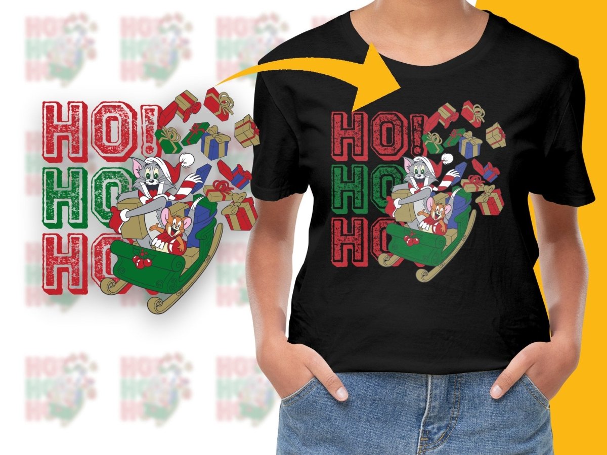 Santa Tom and Jerry Slides Down HoHoHo Sleigh Digital - Teepew