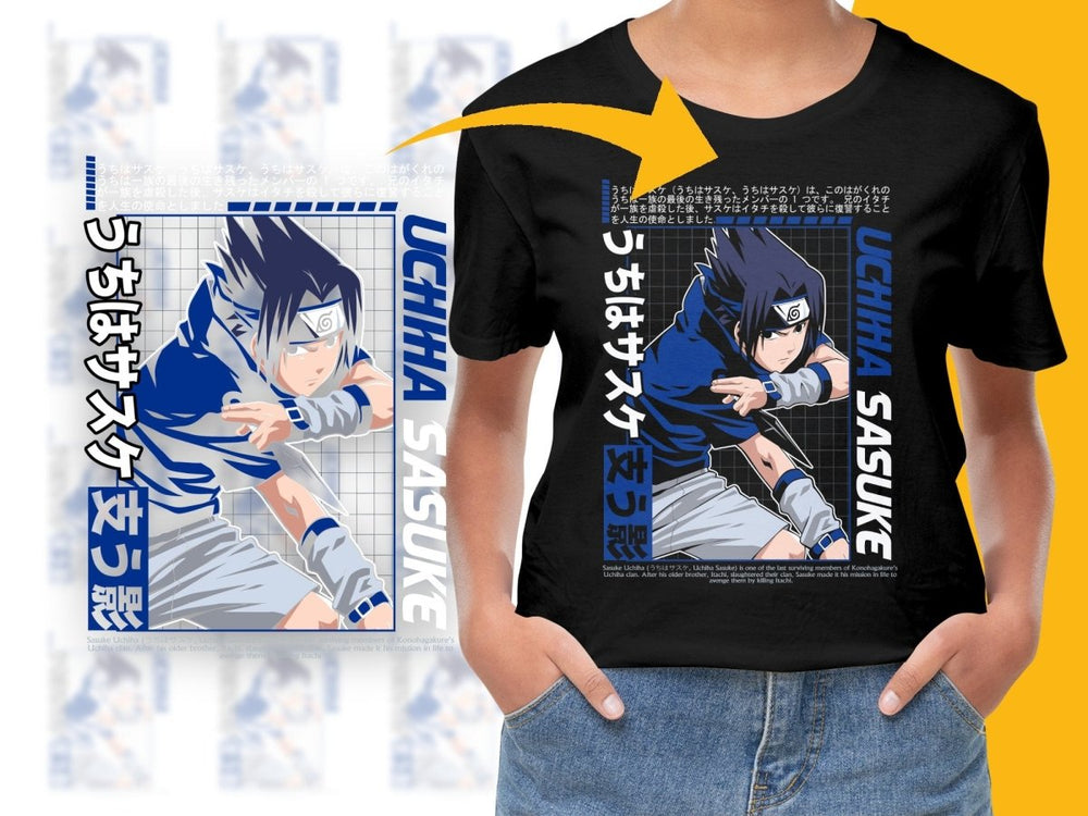Sasuke Uchiha in Action Blue and White Graphic PNG File - Teepew