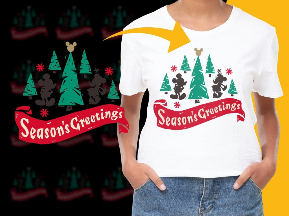 Season's Greetings Christmas Mickey Mouse PNG File - Teepew