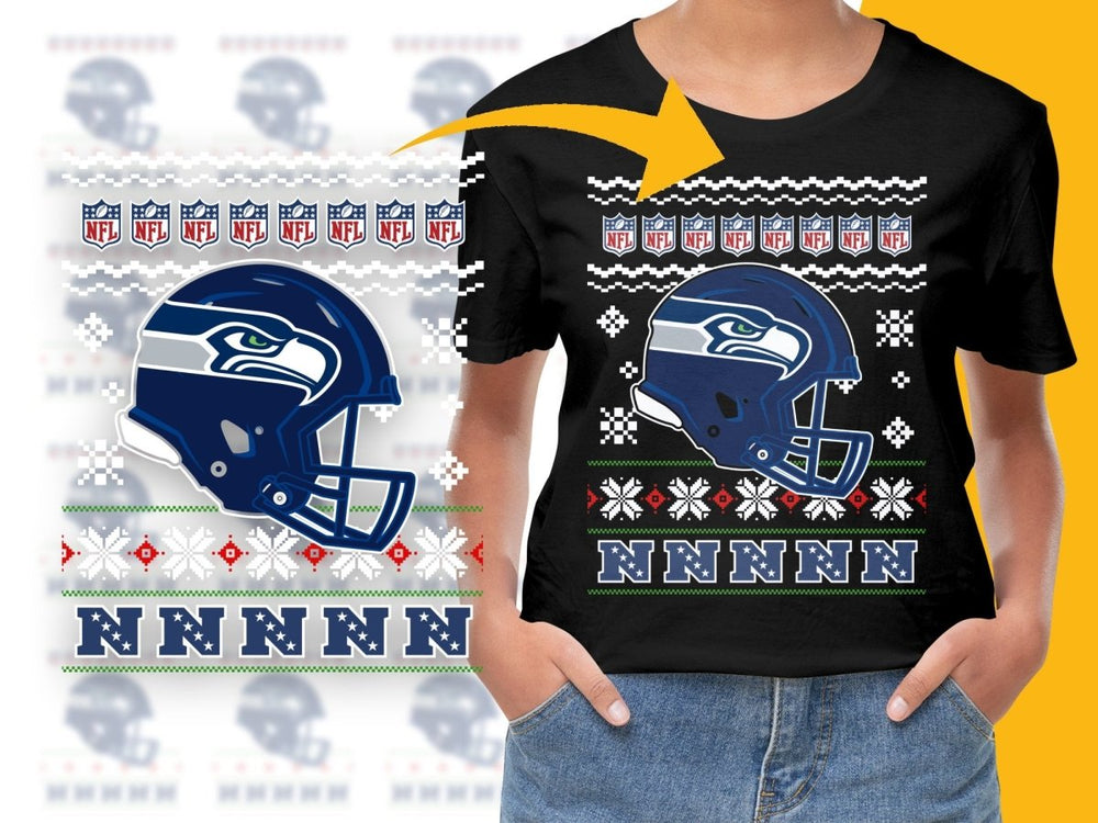 Seattle Seahawks NFL Helmet N Christmas PNG File - Teepew