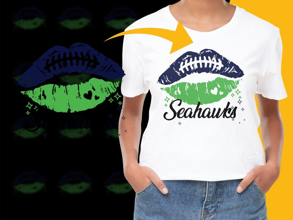 Seattle Seahawks Themed Kiss Lips Design PNG File - Teepew