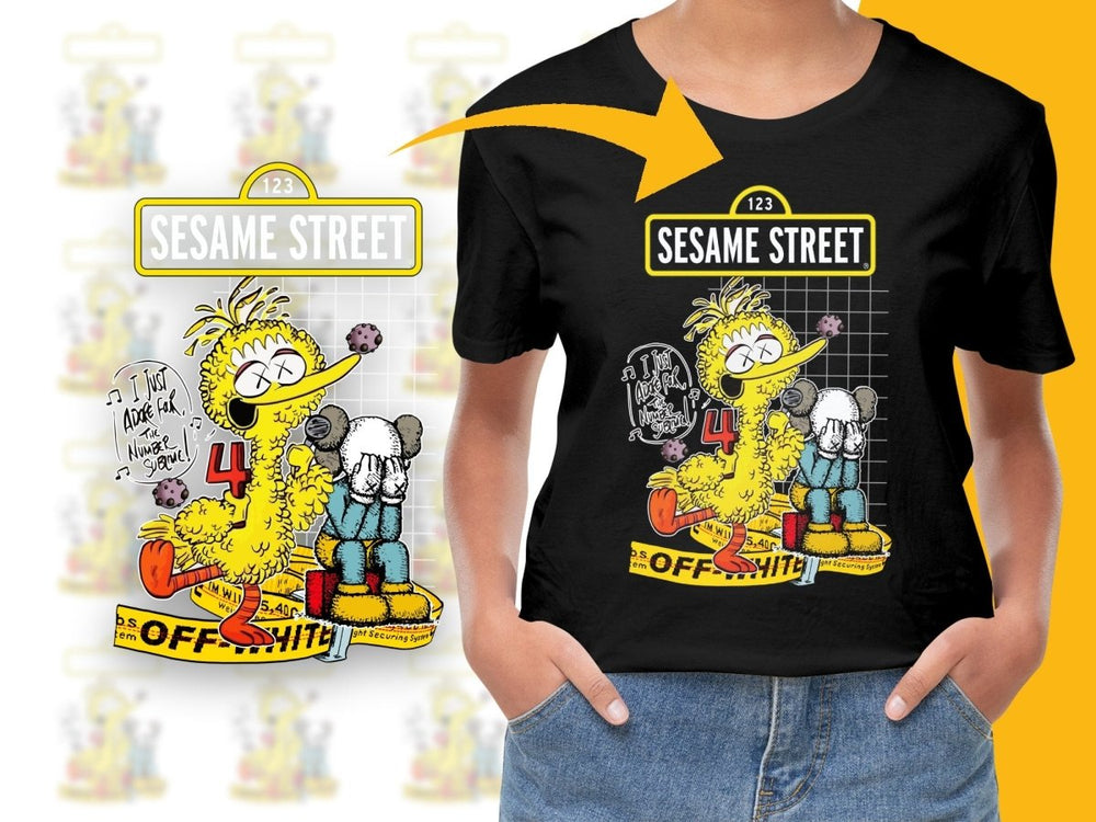 Sesame Street Big Bird Kaws Off Streetwear PNG File - Teepew
