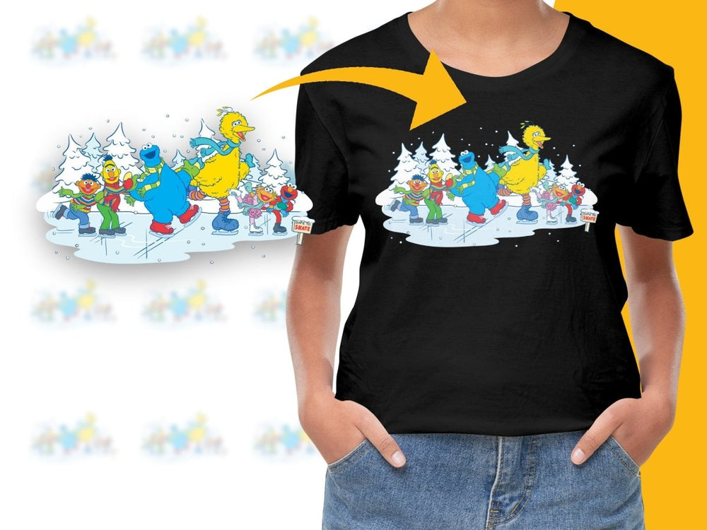 Sesame Street Characters Ice Skating Christmas PNG File - Teepew