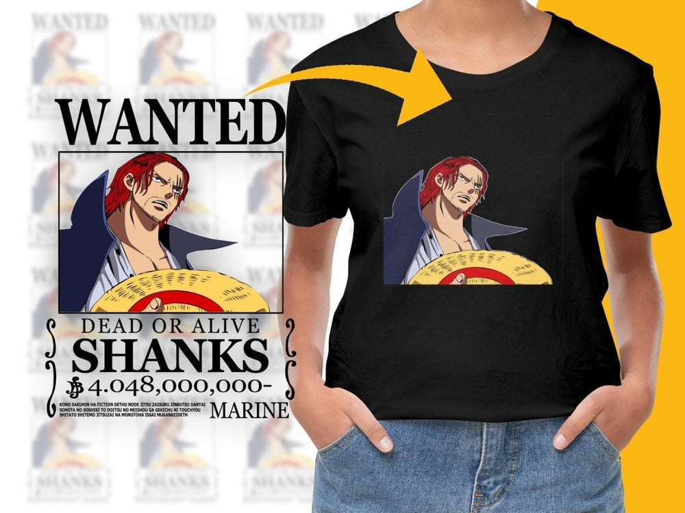 Shanks Wanted Poster Design Anime Graphic PNG File - Teepew