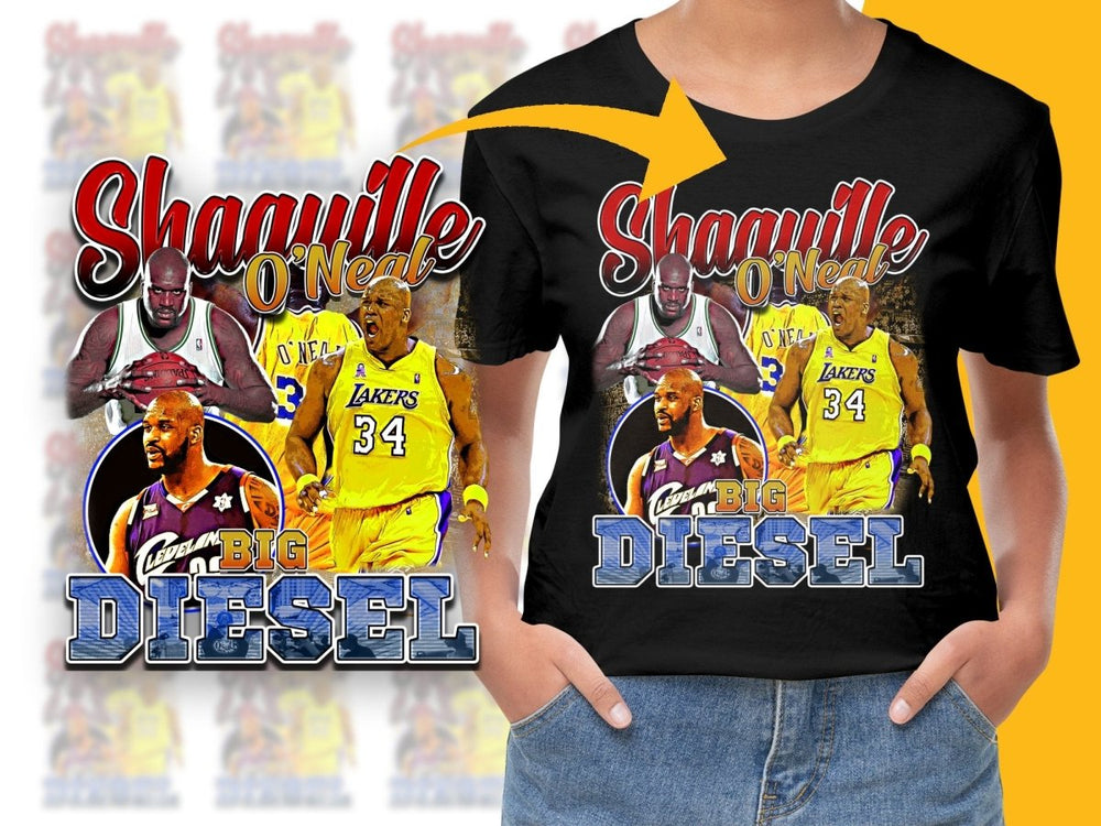 Shaquille O'Neal Big Diesel Basketball Legend Classic Bootleg PNG File - Teepew