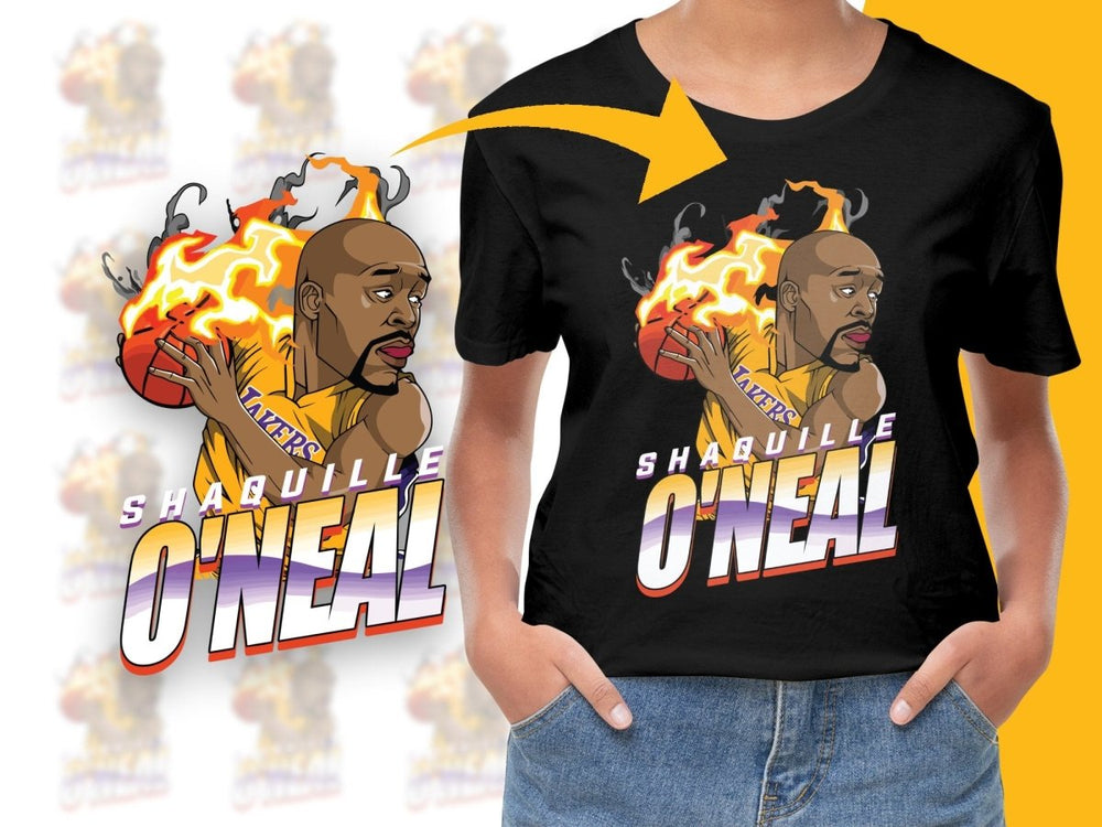Shaquille O'Neal Lakers Cartoon Basketball Player PNG File - Teepew