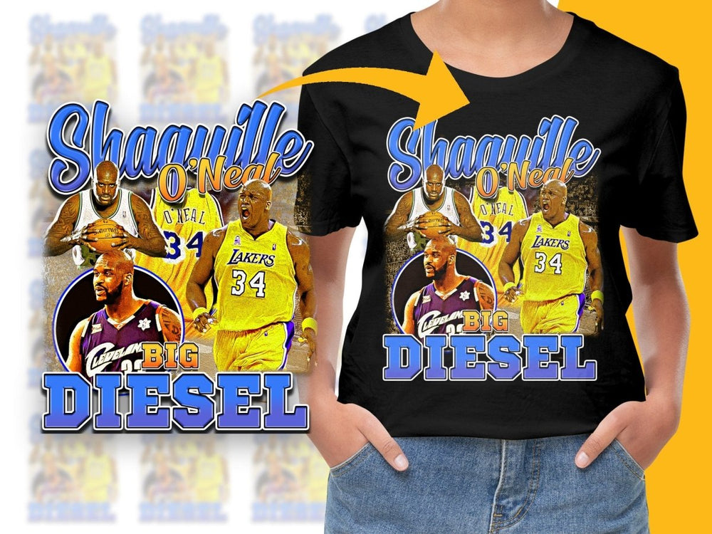 Shaquille O'Neal Los Angeles Lakers Big Diesel Basketball Legend Bootleg PNG File - Teepew