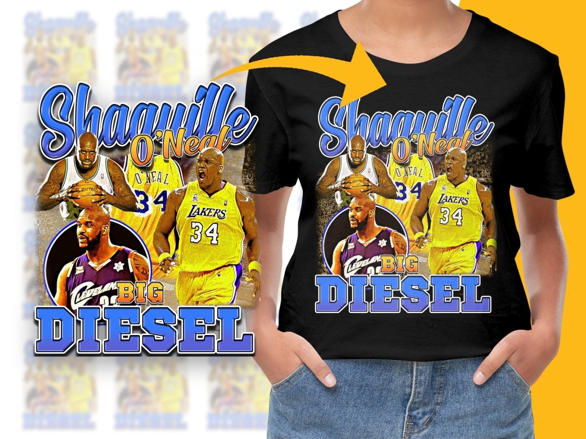 Shaquille O'Neal Los Angeles Lakers Big Diesel Basketball Legend Bootleg PNG File - Teepew