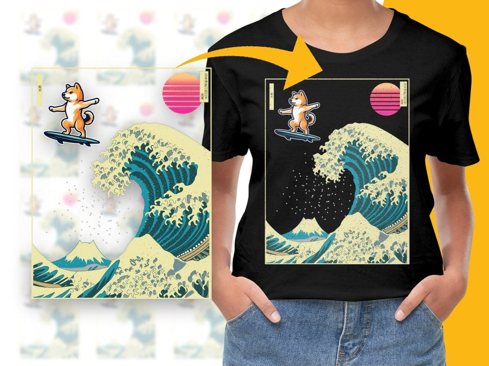 Shiba Inu Surfing on a Giant Wave Japanese Art PNG File - Teepew