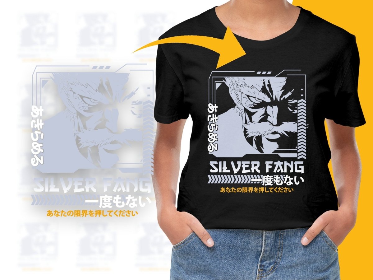 Silver Fang Anime Character Black Graphic PNG File - Teepew