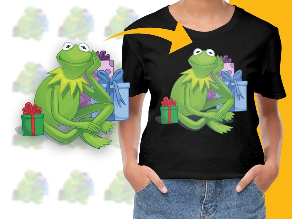 Sitting Green Frog with Colorful Gift Boxes Digital - Teepew