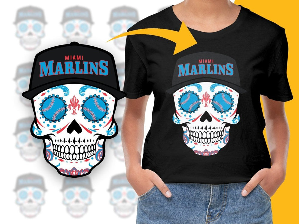 Skull Baseball Marlins PNG File - Teepew