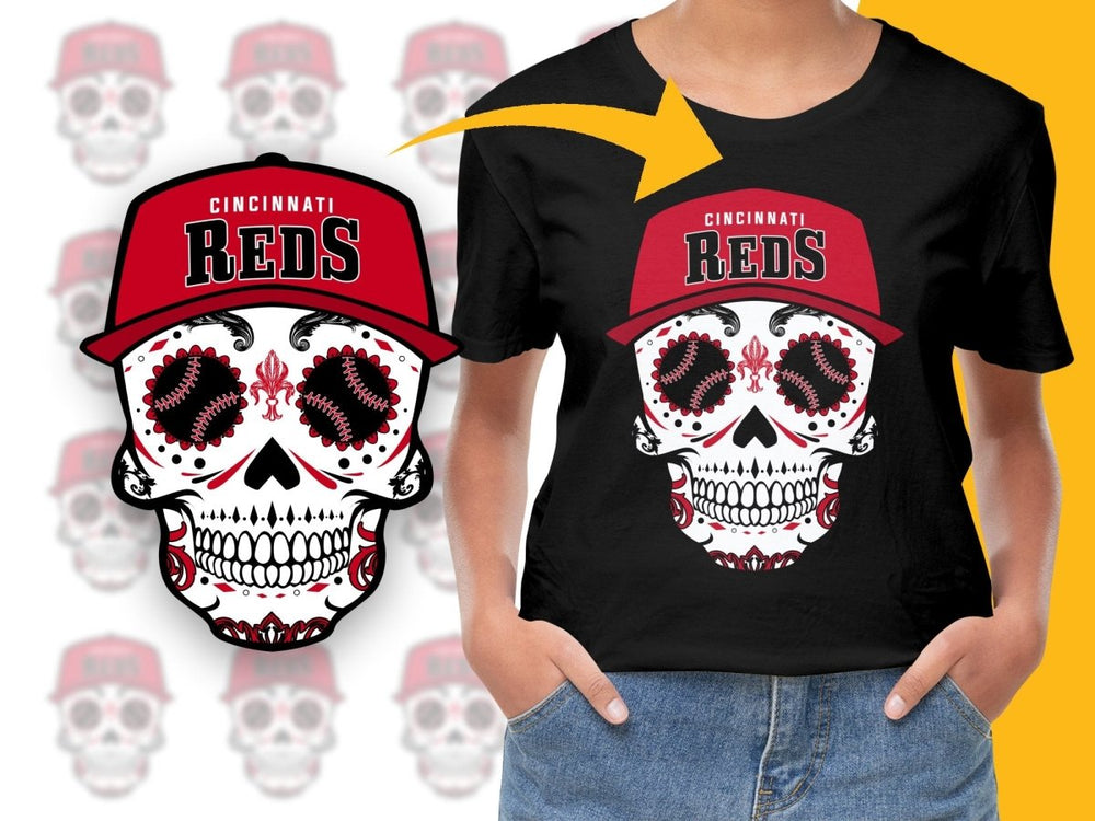 Skull Baseball Reds PNG File - Teepew