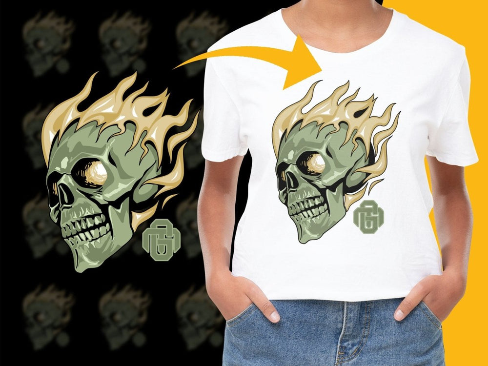 Skull with Flames Streetwear Graphic Design PNG File - Teepew