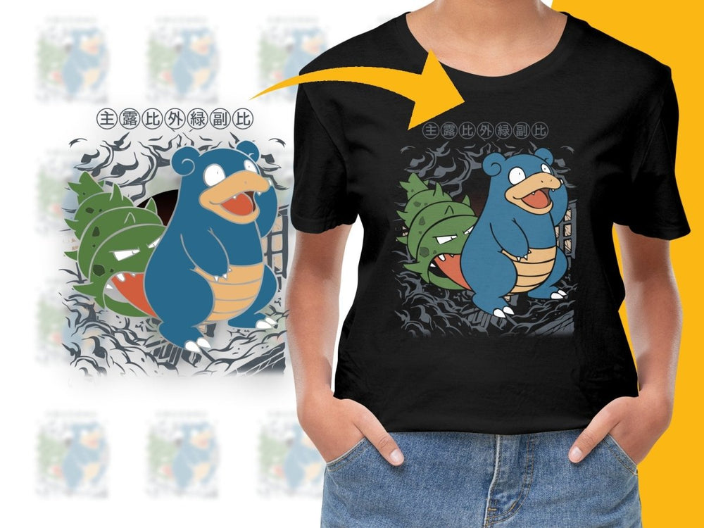 Slowbro and Tyranitar Fun Design Graphic Anime PNG File - Teepew