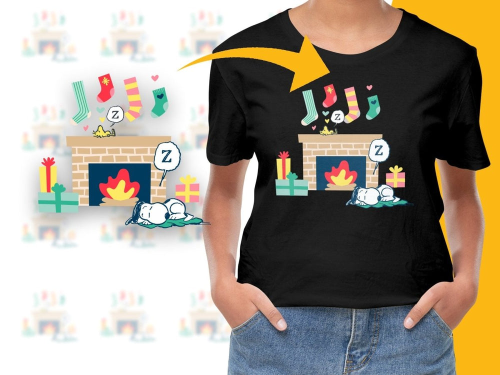 Snoopy Cozy Christmas Fireplace Scene PNG File - Teepew