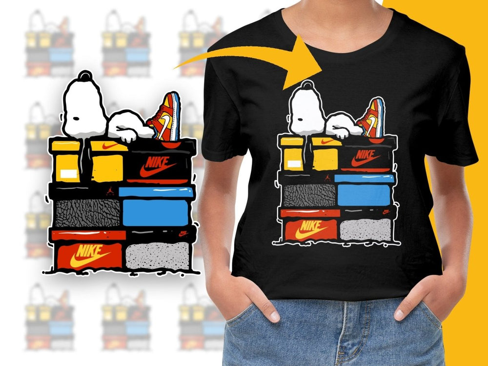 Snoopy Lounging on Nike Shoe Boxes Graphic PNG File - Teepew
