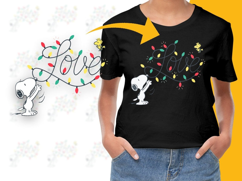 Snoopy Love Christmas Lights Graphic PNG File - Teepew