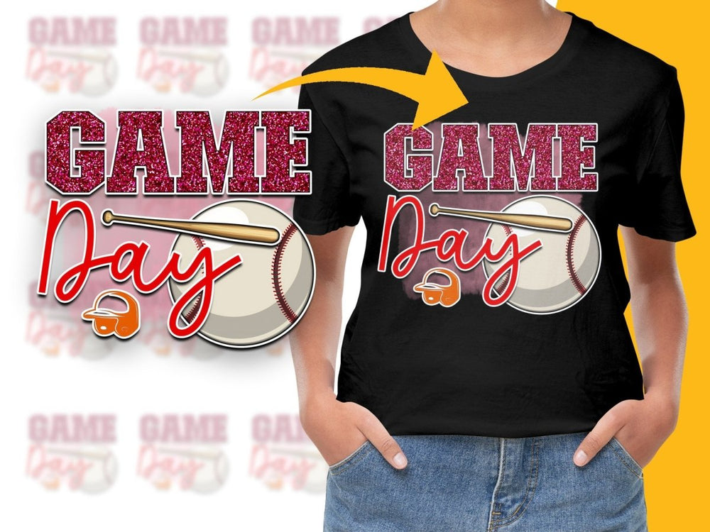 Sparkling Pink Game Day Baseball Graphic PNG File - Teepew