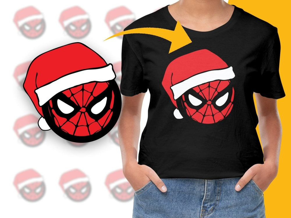 Spider Hero Face with Santa Claus Hat Digital - Teepew