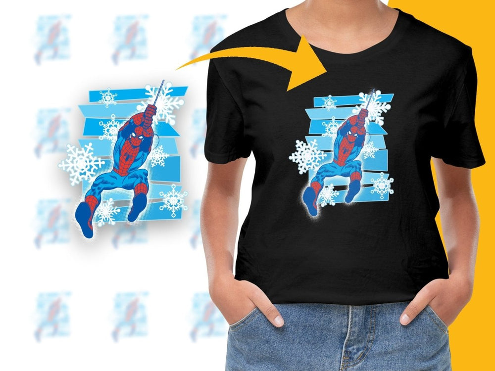 Spiderman Swinging Winter Wonderland Graphic PNG File - Teepew