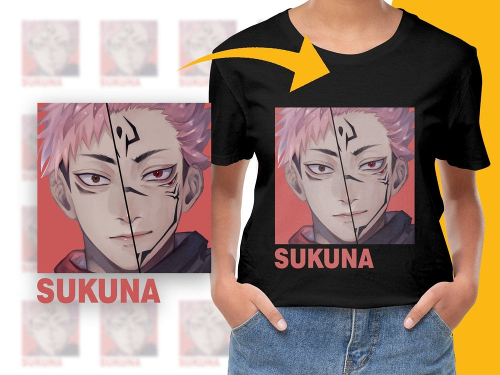 Split Face Sukuna Character Anime Art PNG Digital - Teepew