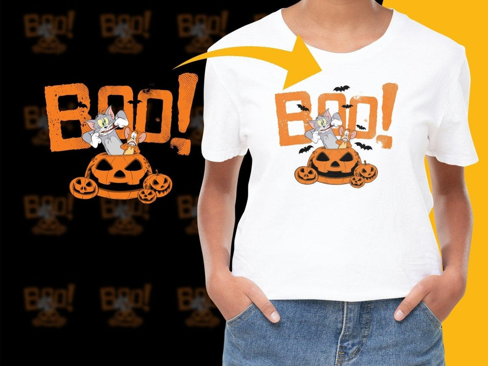 Spooky Boo Halloween PNG File Featuring Classic Characters - Teepew