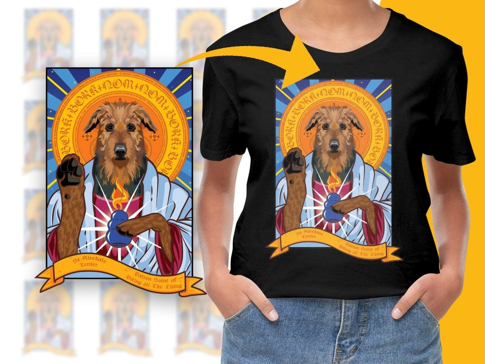 St Airedale Terrier Patron Saint of PNG File - Teepew