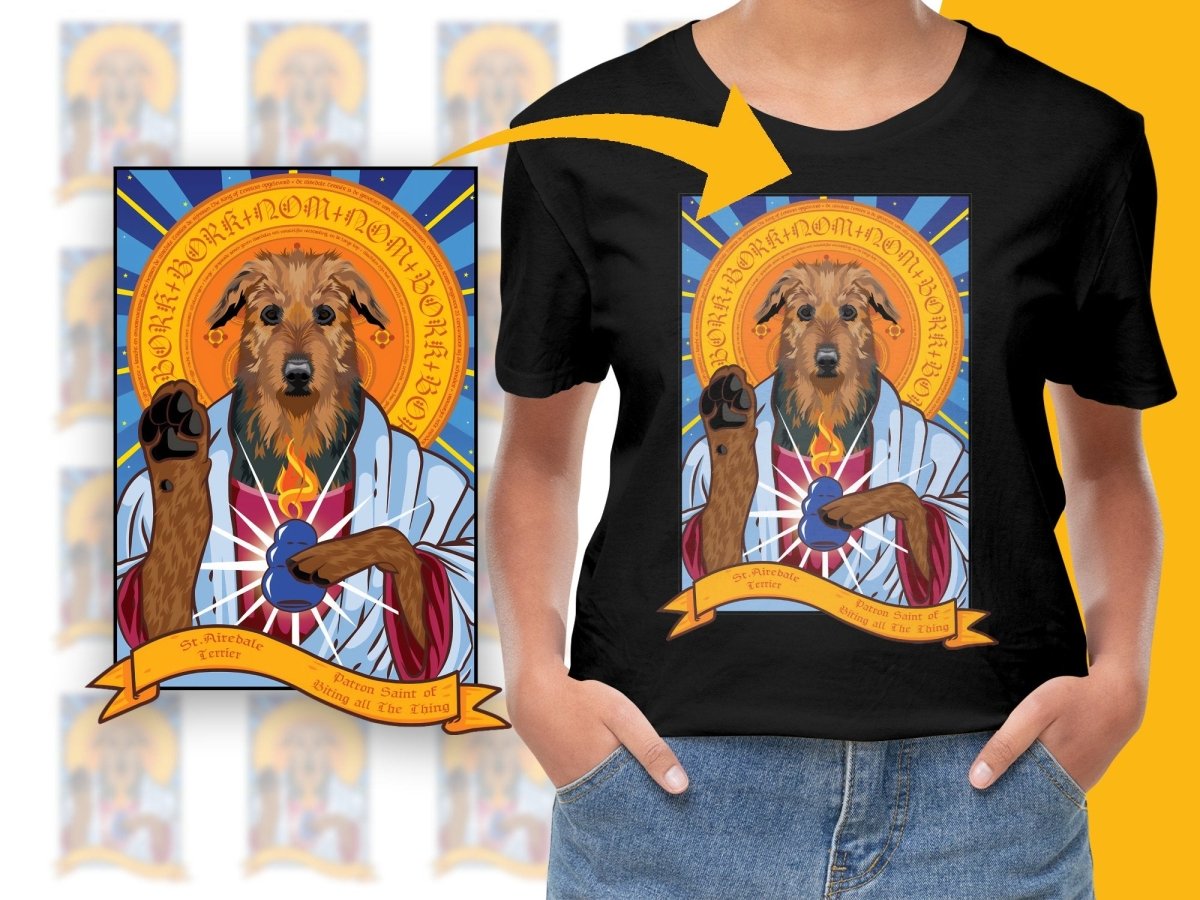 St Airedale Terrier Patron Saint of PNG File - Teepew