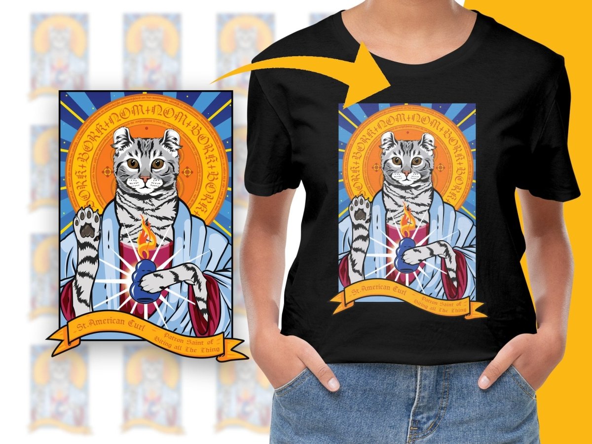 St American Curl Cat Art Graphic Design PNG File - Teepew