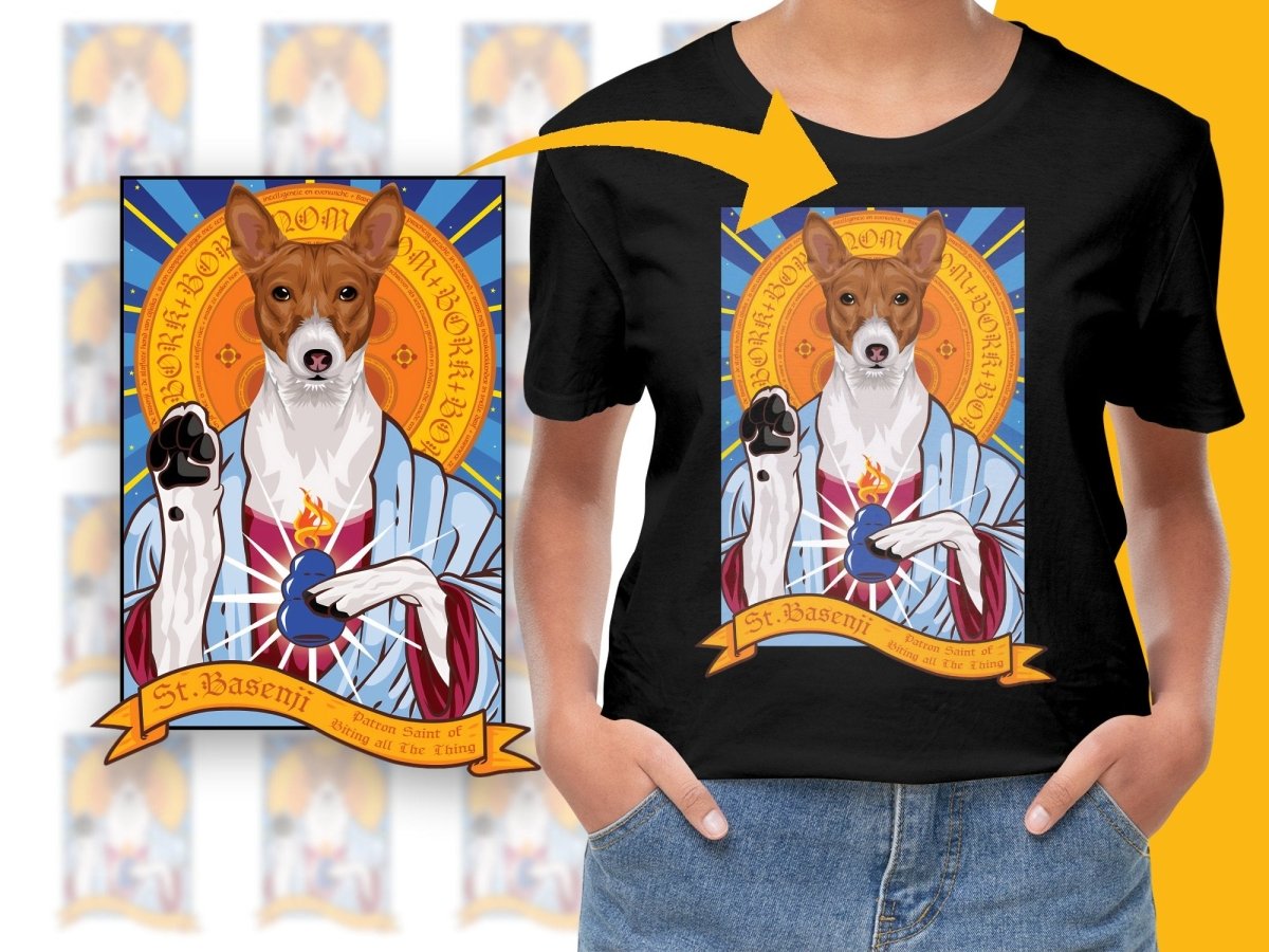 St Basenji Patron Saint Dog Illustration PNG File - Teepew