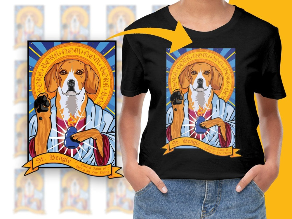 St. Beagle Patron Saint of Borking Blue PNG File - Teepew