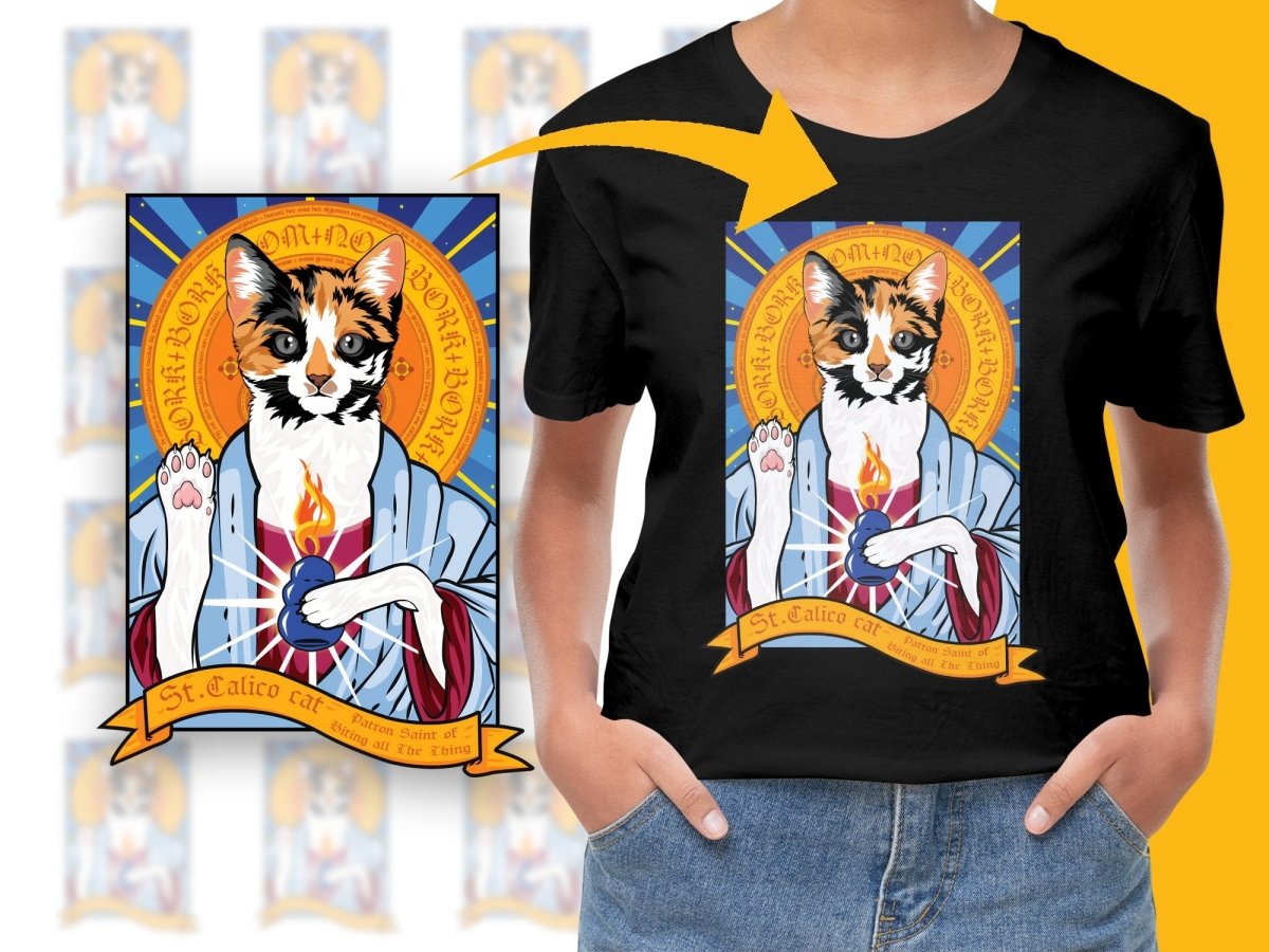 St. Calico Cat Patron Saint of PNG File - Teepew