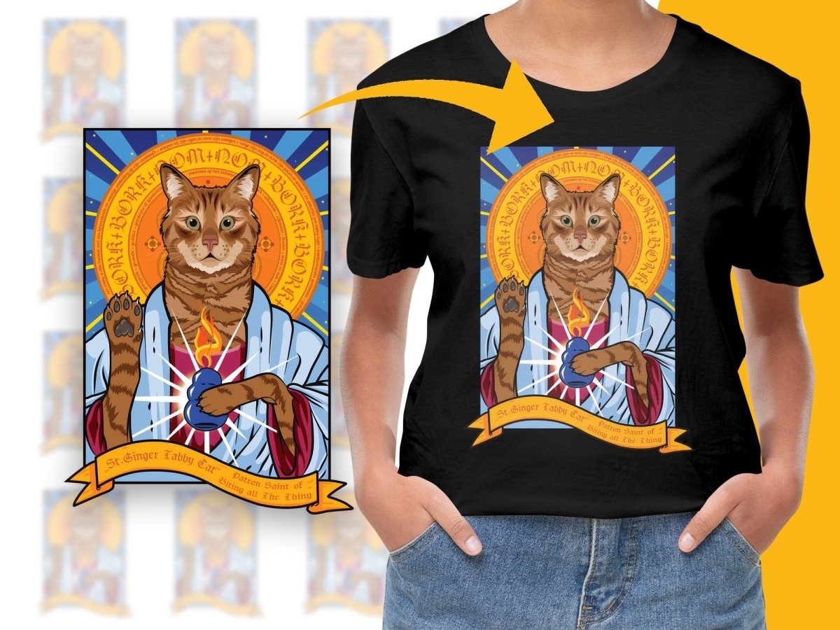 St Ginger Tabby Cat Patron Saint of PNG File - Teepew