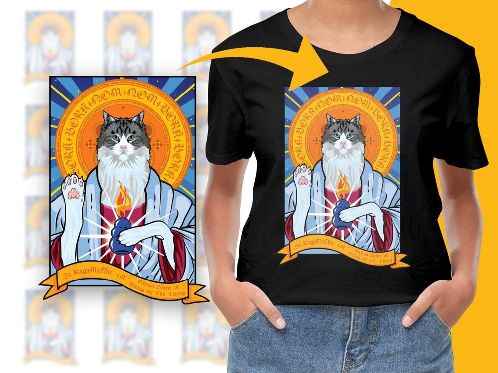 St Ragamuffin Cat Patron Saint Funny Parody PNG File - Teepew