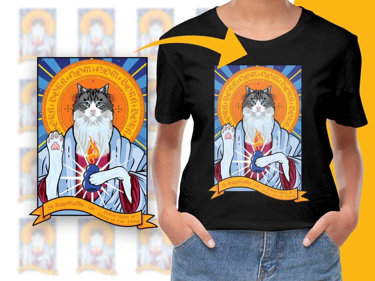 St Ragamuffin Cat Patron Saint Funny Parody PNG File - Teepew