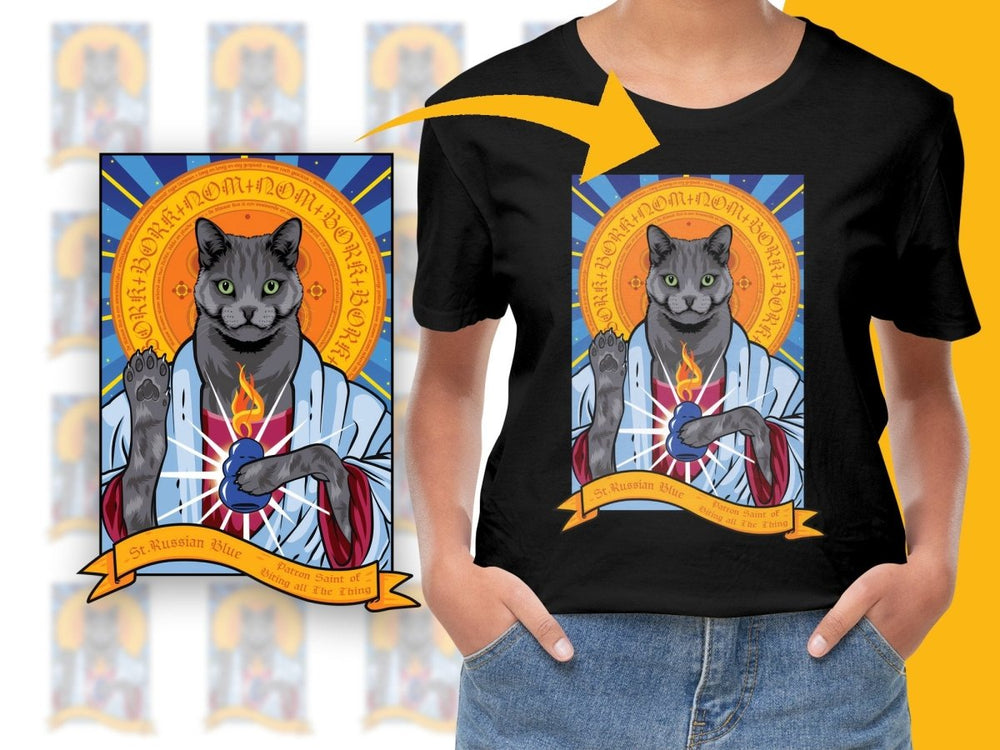 St. Russian Blue Cat Patron Saint Graphic PNG File - Teepew