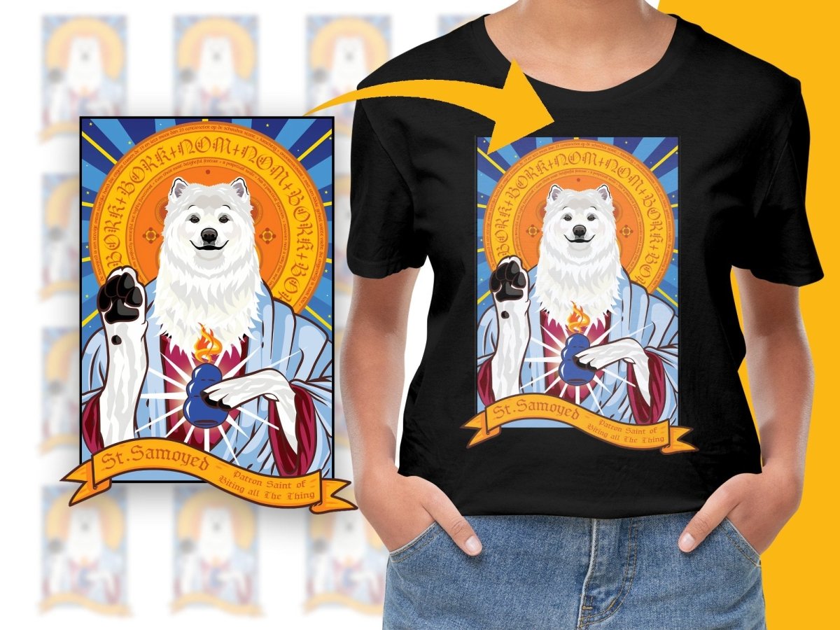 St Samoyed Patron Saint of Biting All the Thing PNG File - Teepew
