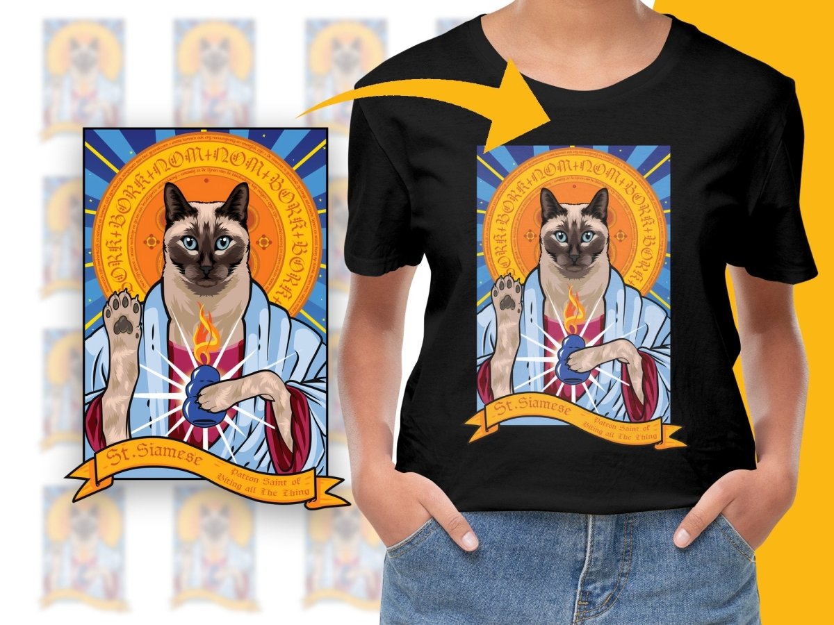 St. Siamese Cat Patron Saint of Rising All the Things PNG File - Teepew