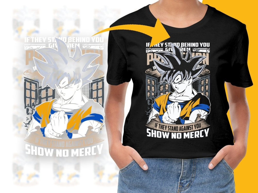 Stand Against You Show No Mercy Anime Goku PNG File - Teepew